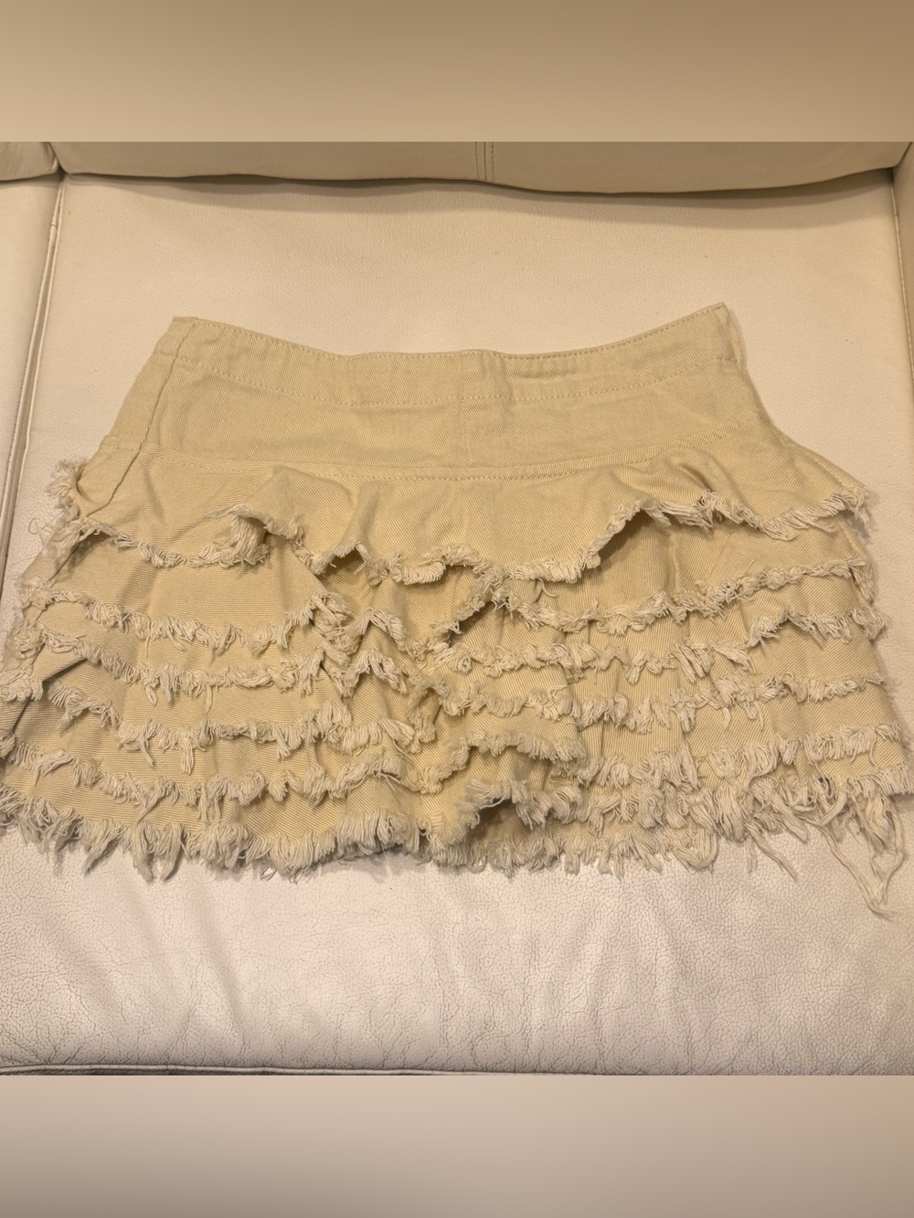 PrettyLittleThing Petite Stone Denim Frayed Rara Micro Mini Skirt